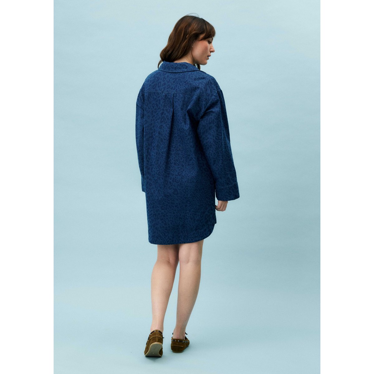 Robe en coton AGLOSSA bleu jean, FRNCH