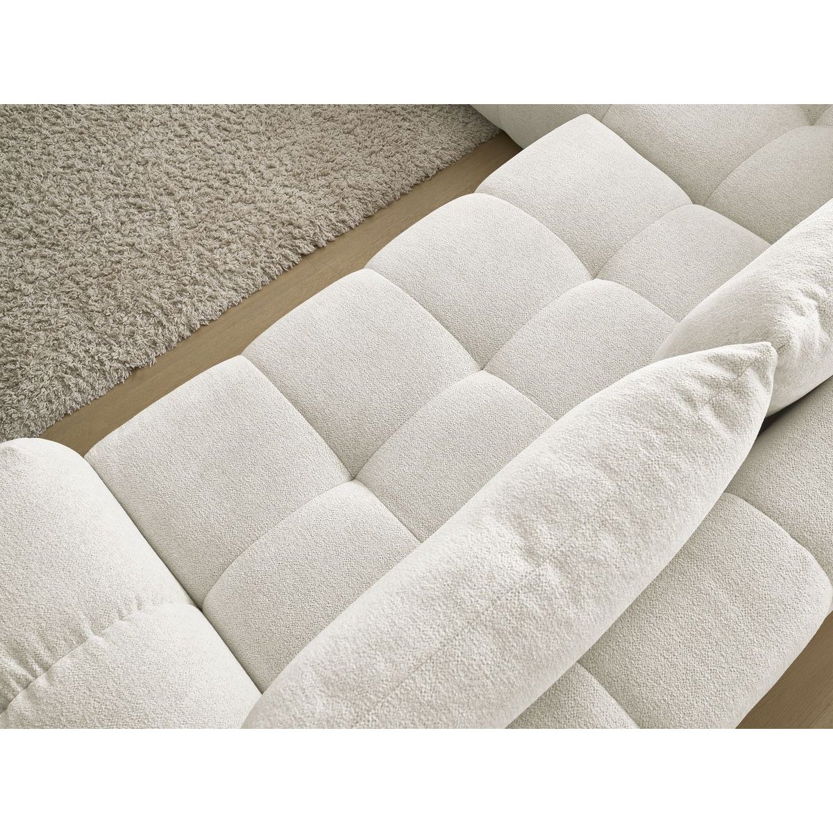 Canapé d'angle convertible 3 places en tissu chiné, EVEREST blanc, BOBOCHIC