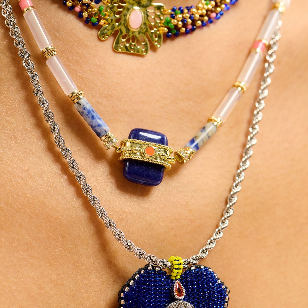 Collier de perles avec pendentif KOMBOU indigo, HIPANEMA