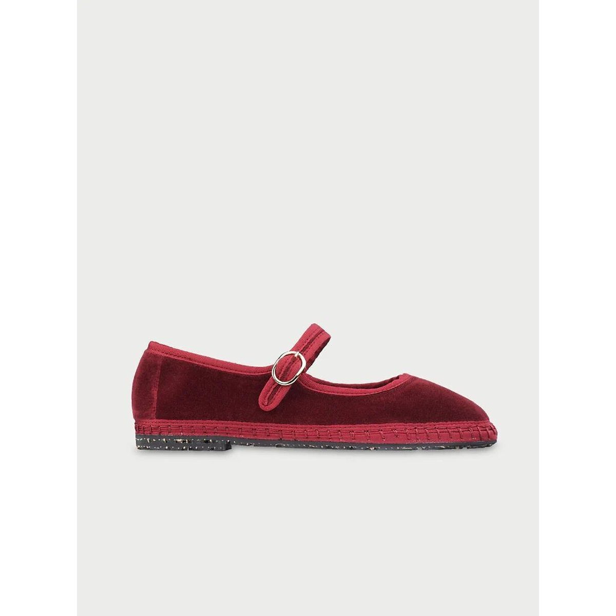 Ballerines Mary-Jane en velours Lucrecia rouge bordeaux, FLABELUS