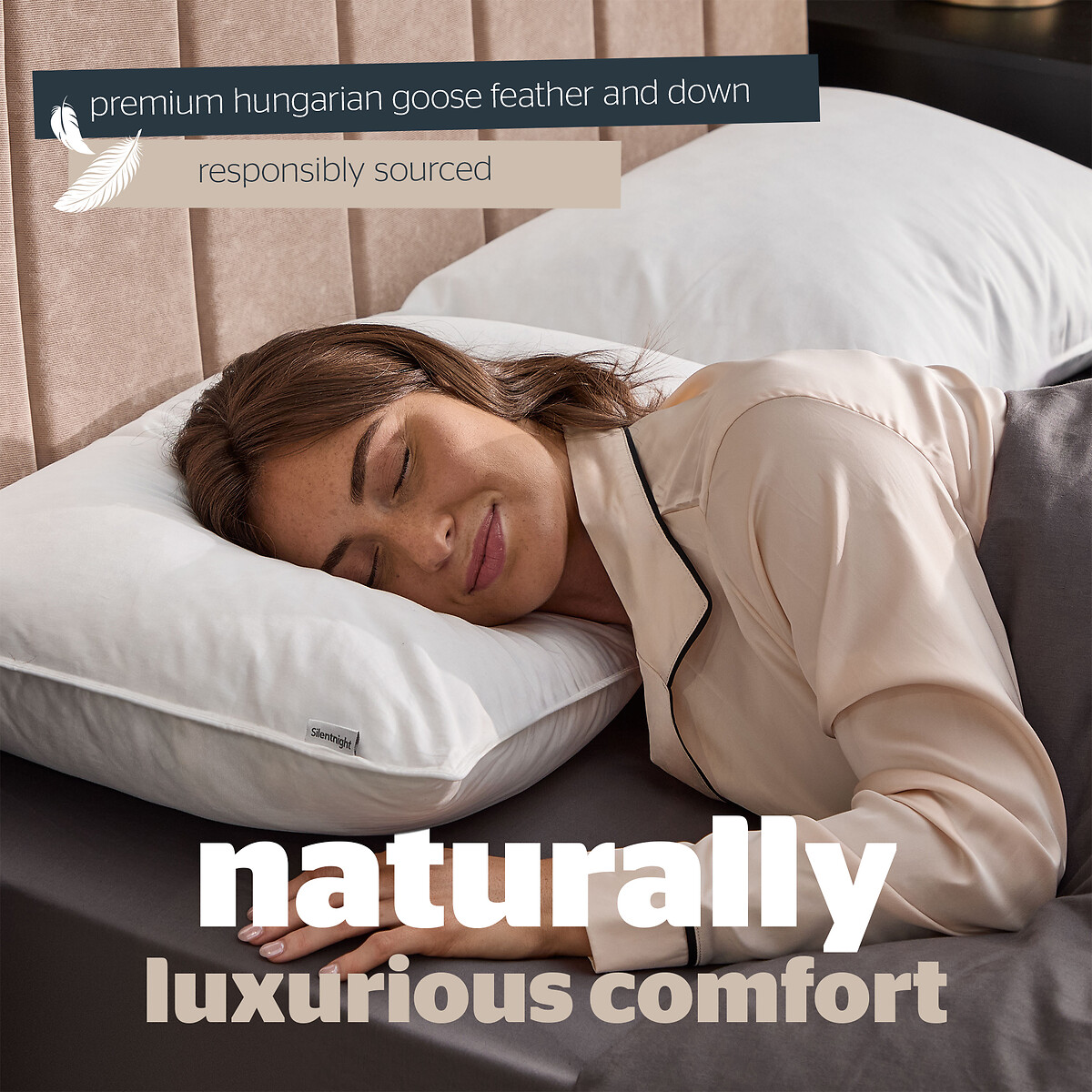 Hungarian Goose Feather Down Pillow white, SILENTNIGHT