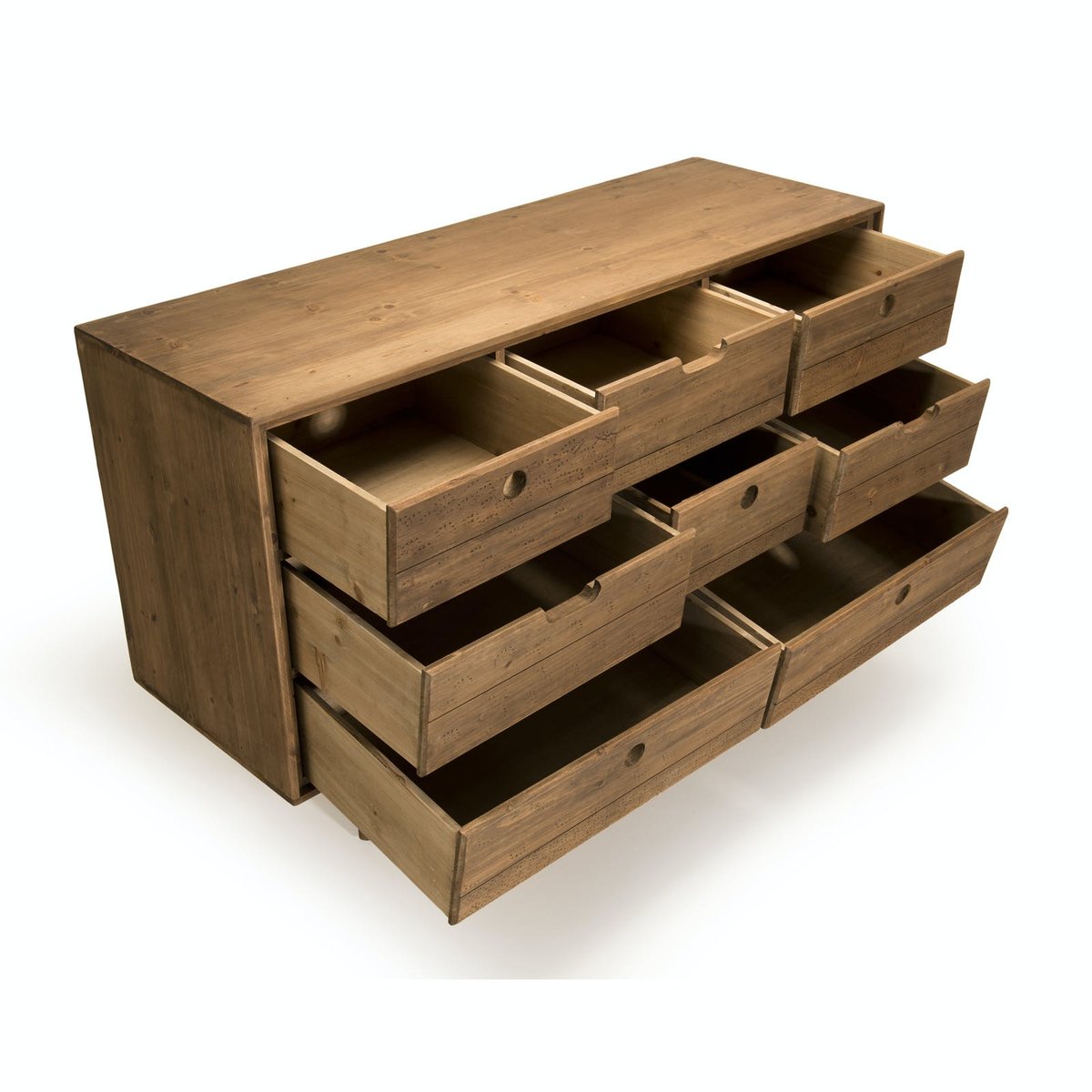 Commode 8 tiroirs en bois style déco scandinave LIMA bois naturel, PIER IMPORT