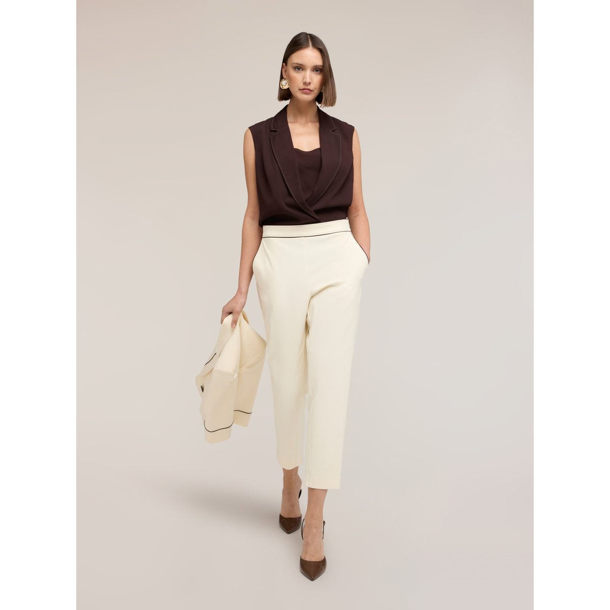 Top body avec col The Tailoring Lab marron, MOTIVI