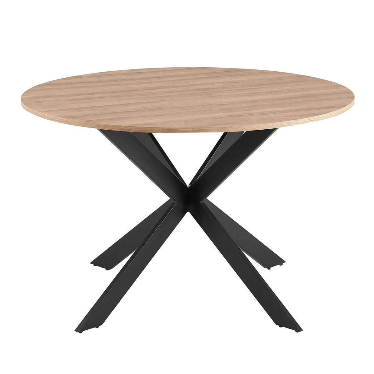 Table à manger ronde 120 cm en feuille de papier MDF, MARCIA marron, OVIALA