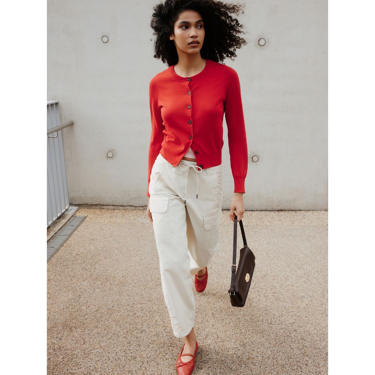 Cardigan ouvert coton superposé rouge/rose, NEXT