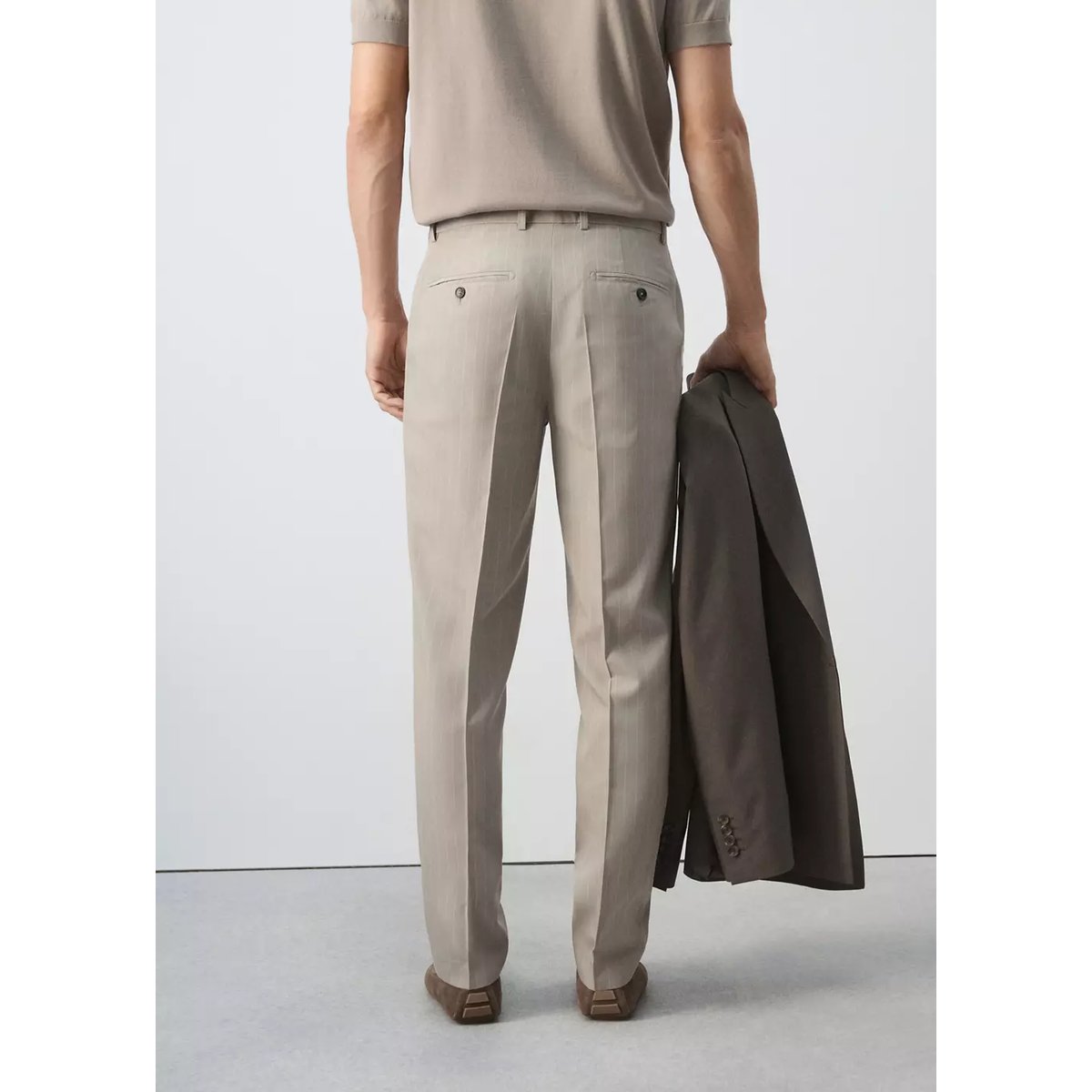 Pantalon slim-fit Lyocell lin marron moyen, MANGO MAN