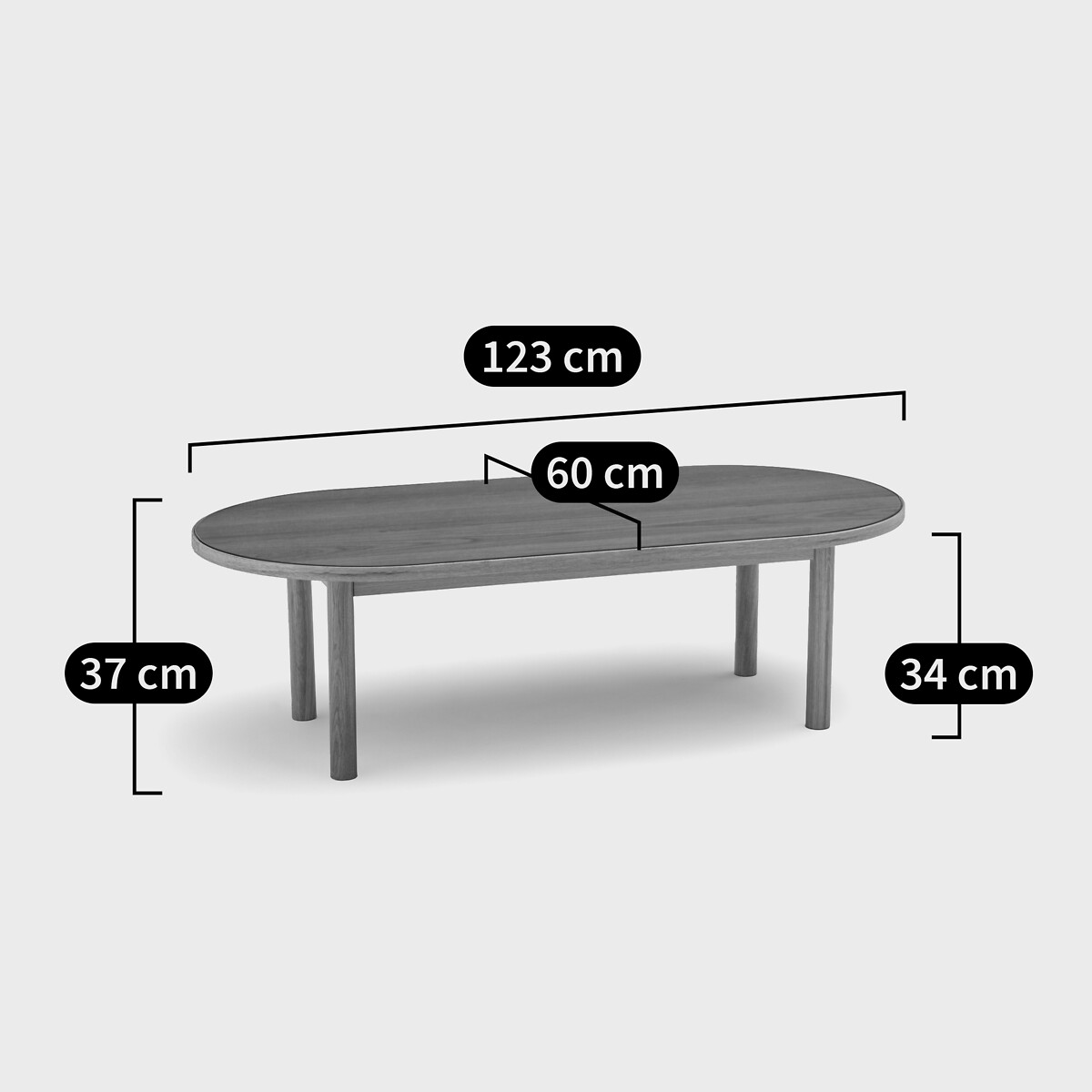 Table basse, pieds en chêne massif, surplateau en verre trempé, EVERGREEN terracotta, LA REDOUTE INTERIEURS