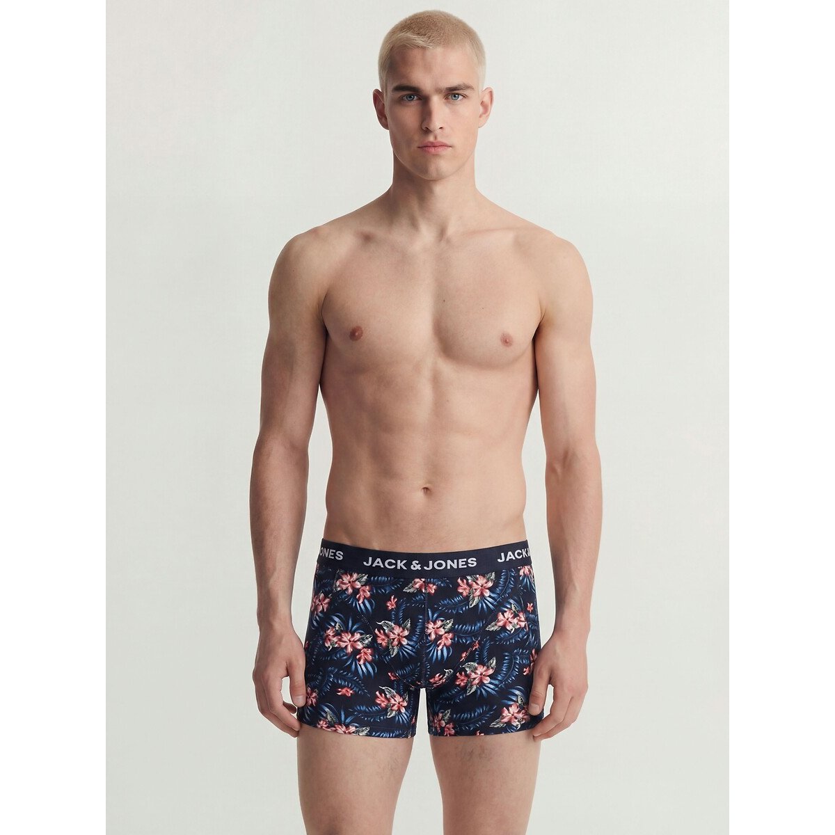 Confezione da 3 boxer 1 tinta unita + 2 stampati blu scuro, JACK & JONES