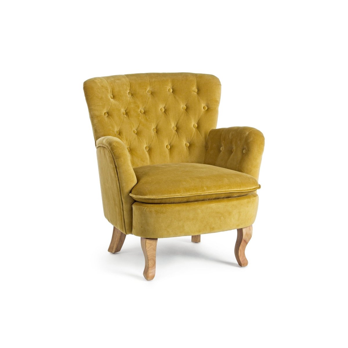 Fauteuil en tissu et bois - SHERLOCK moutarde, HELLIN, DEPUIS 1862