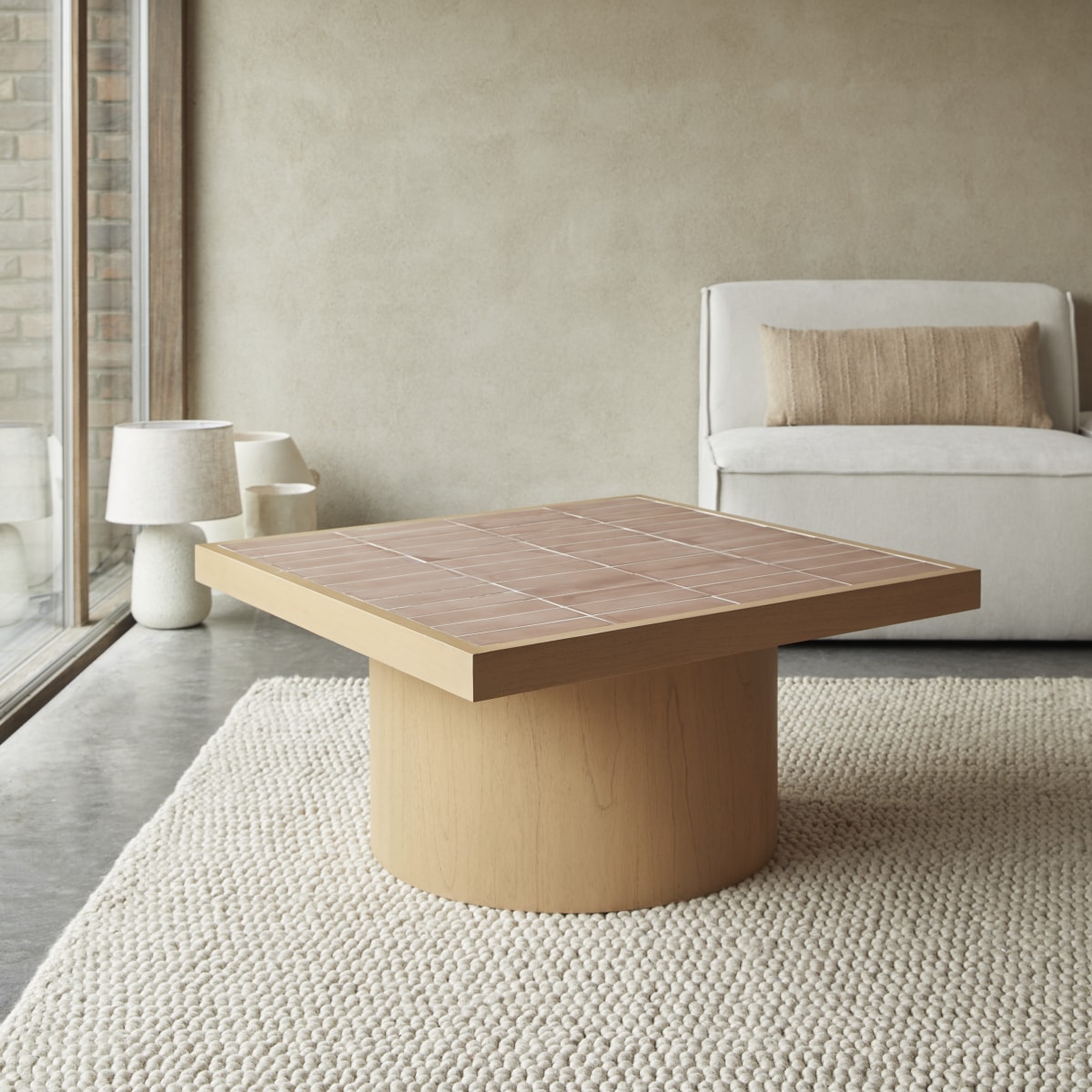 Table basse en mindi et céramique KAREL naturel, TIKAMOON
