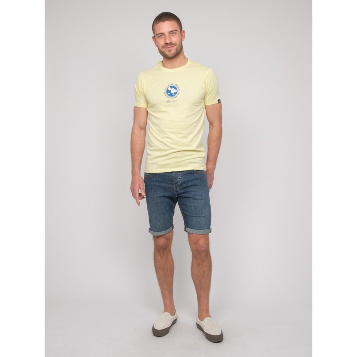 T-shirt Coton Motifs Nantorin jaune, RITCHIE