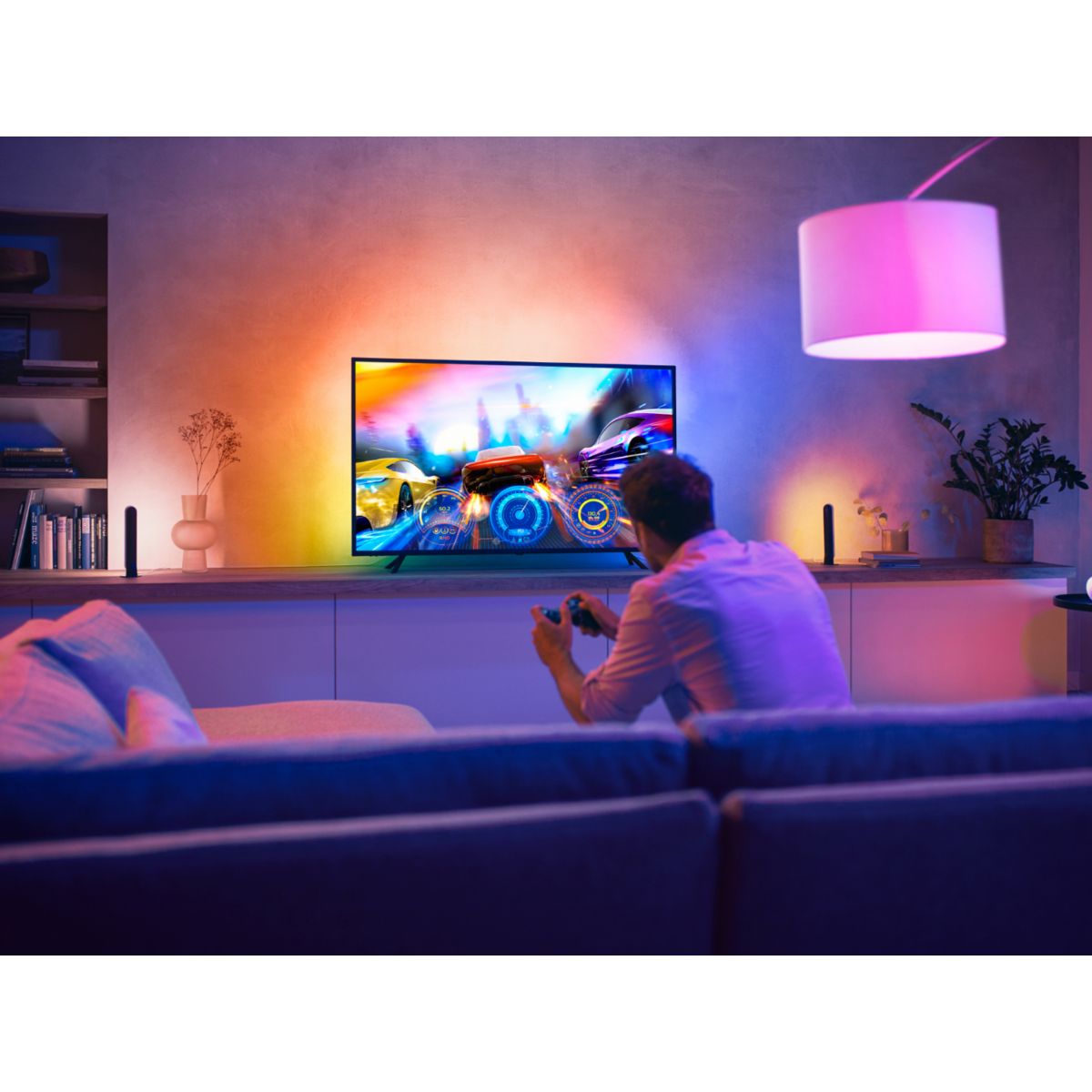 Bandeau LED Play Gradient TV55'' White&Color Ambianc couleur unique, PHILIPS HUE