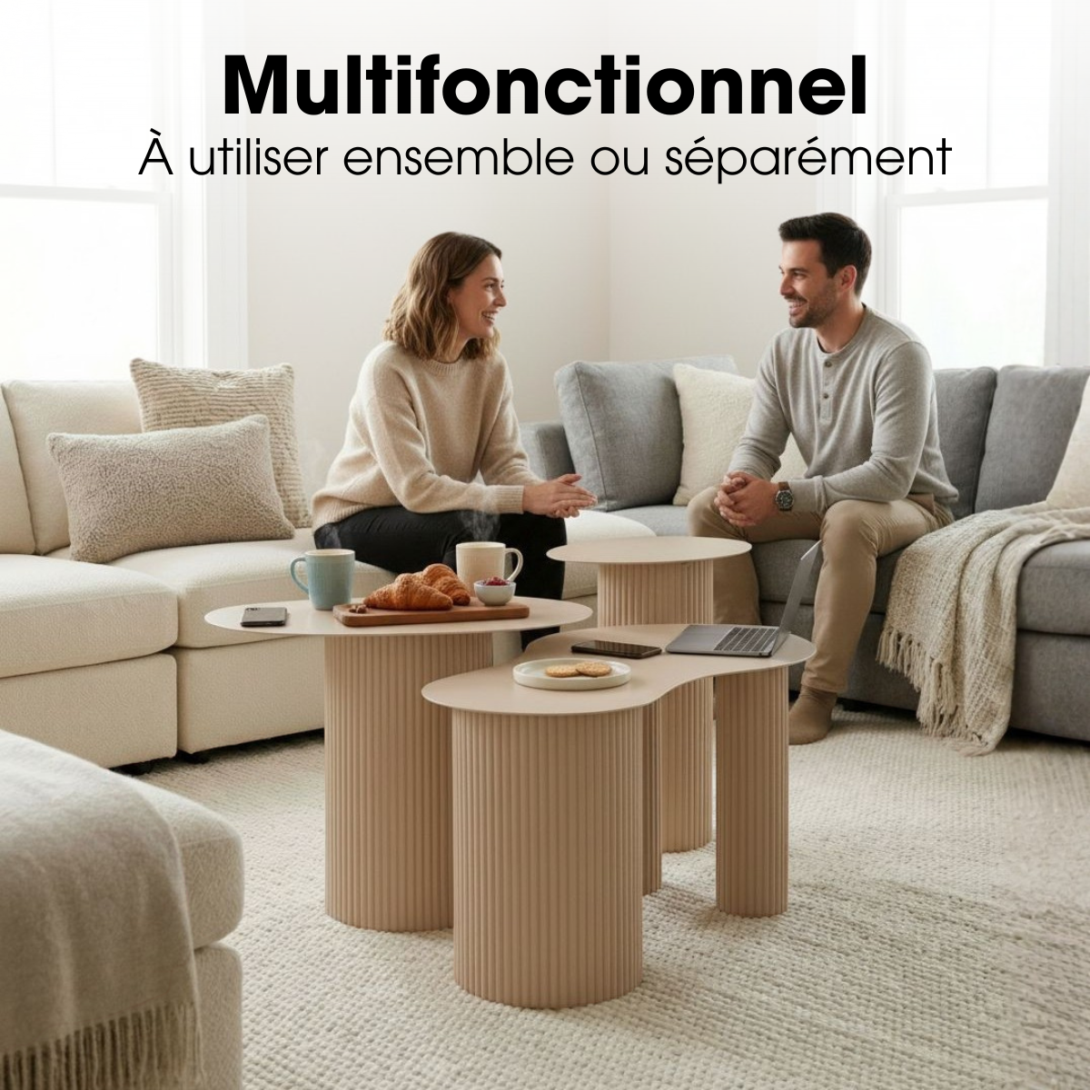 Table d'appoint LUX marron clair, MICA DECORATIONS