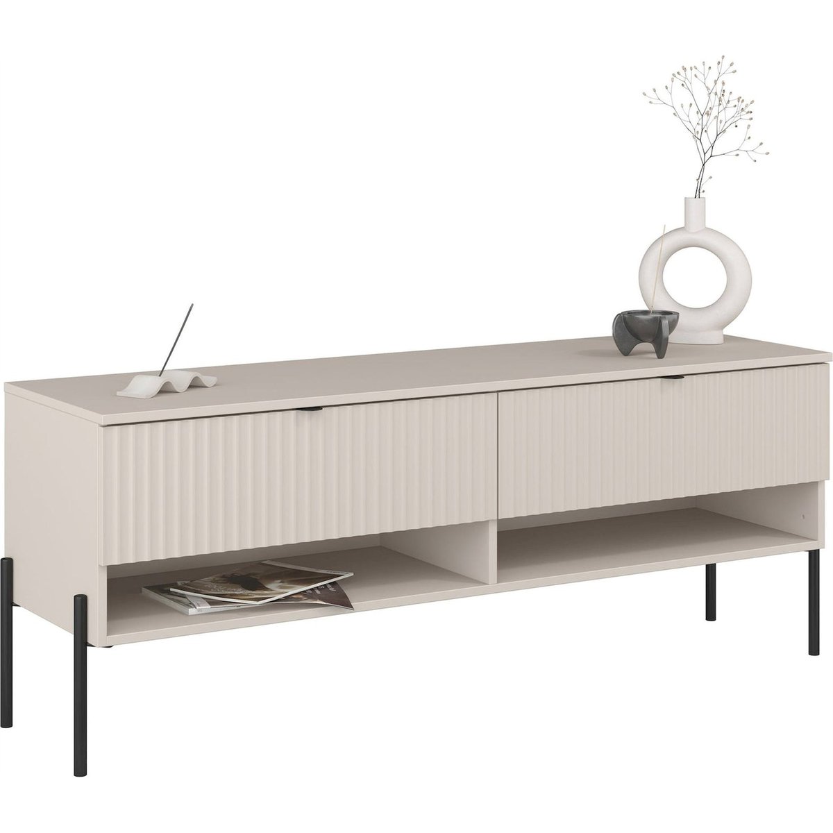 Meuble tv bois collection ORE, 2 Tiroirs cachemire, RECOLLECTION
