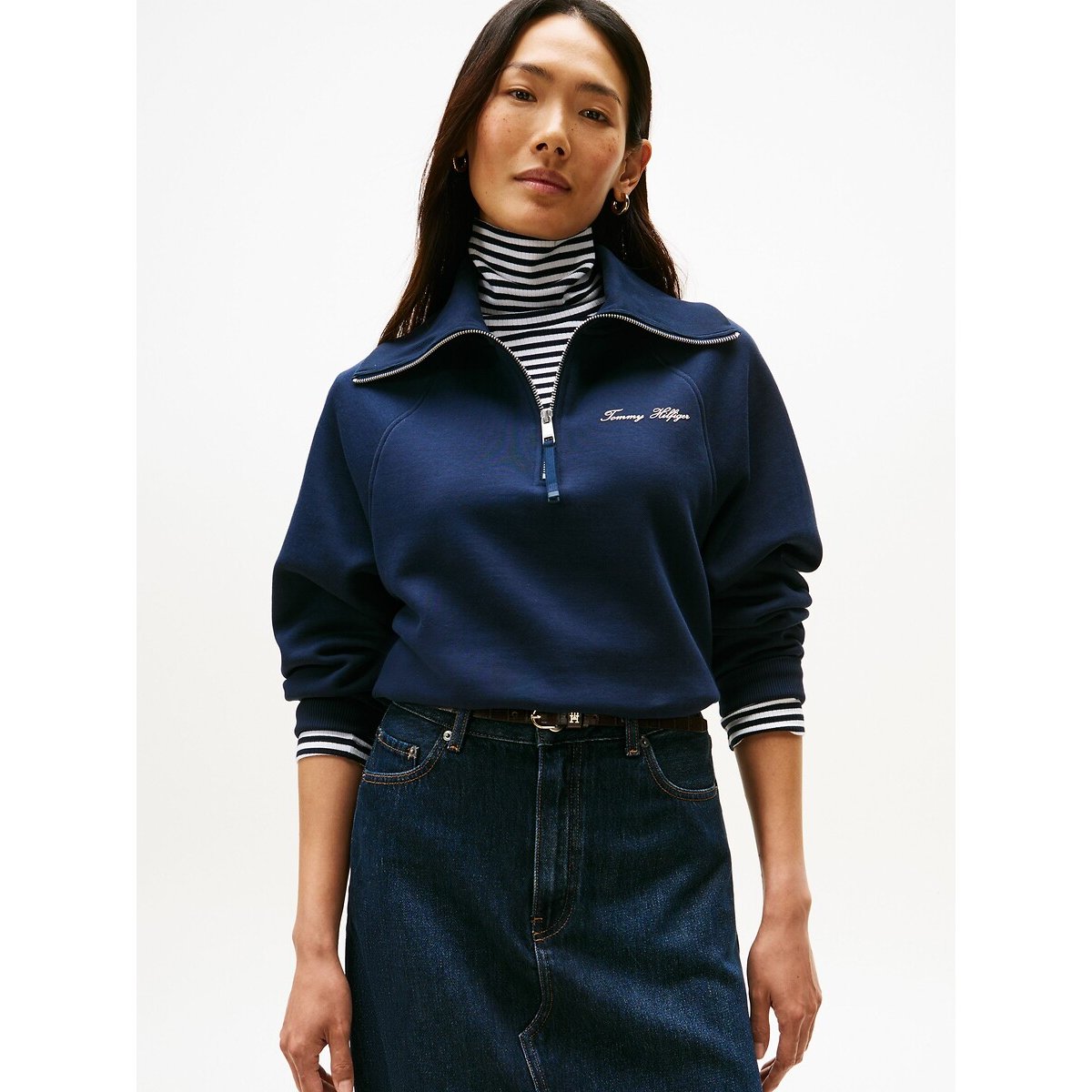 Sweat à col zippé marine, TOMMY HILFIGER