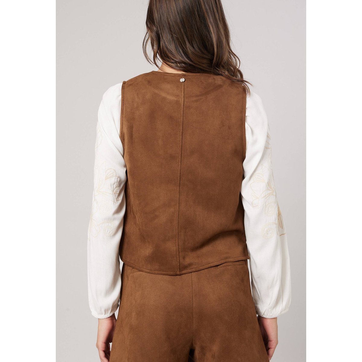 Gilet sans manches femme en suèdine CLARISSA light brown, DEELUXE