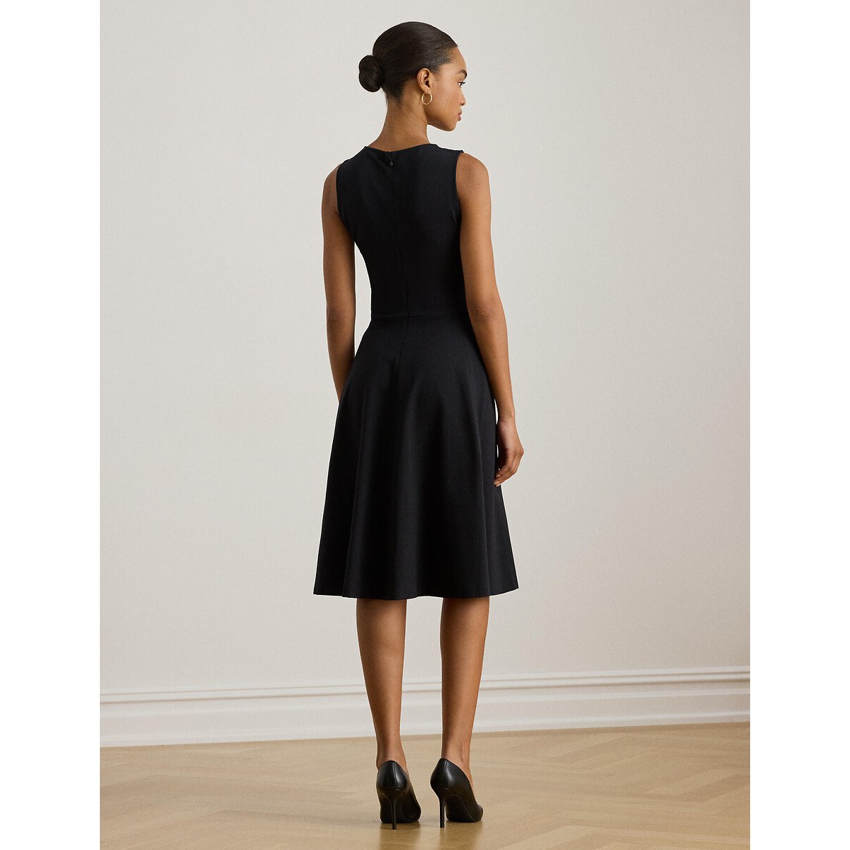 Ärmelloses, ausgestellt geschnittenes, knielanges Kleid CHARLEY schwarz, LAUREN RALPH LAUREN