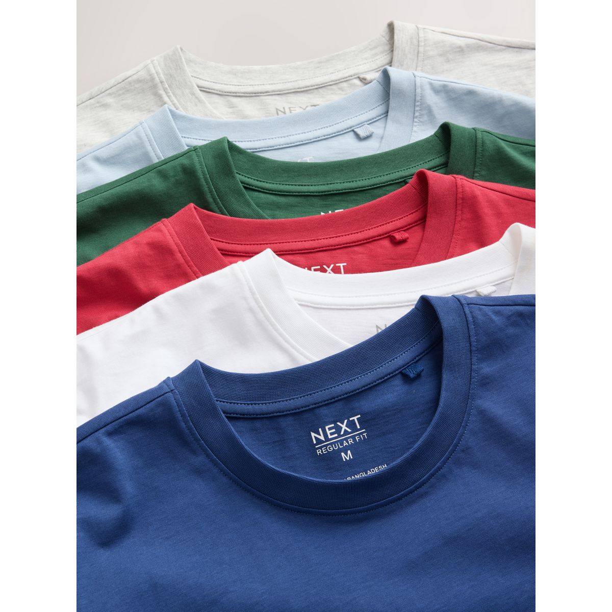 T-shirt en coton essential, lot de 6 rouge/bleu clair/gris chiné/vert/blanc/bleu cobalt, NEXT