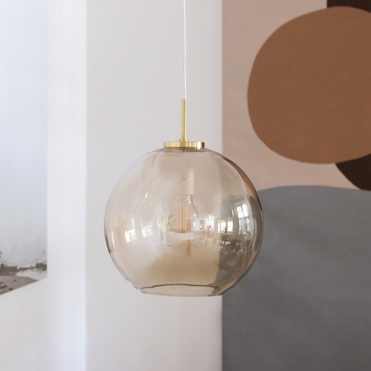 Suspension en Verre et Métal D25 LOOP ambre, DYBERG LARSEN