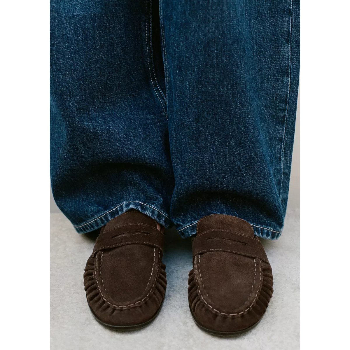 Mocassins suède détail en forme de masque chocolat, MANGO TEEN