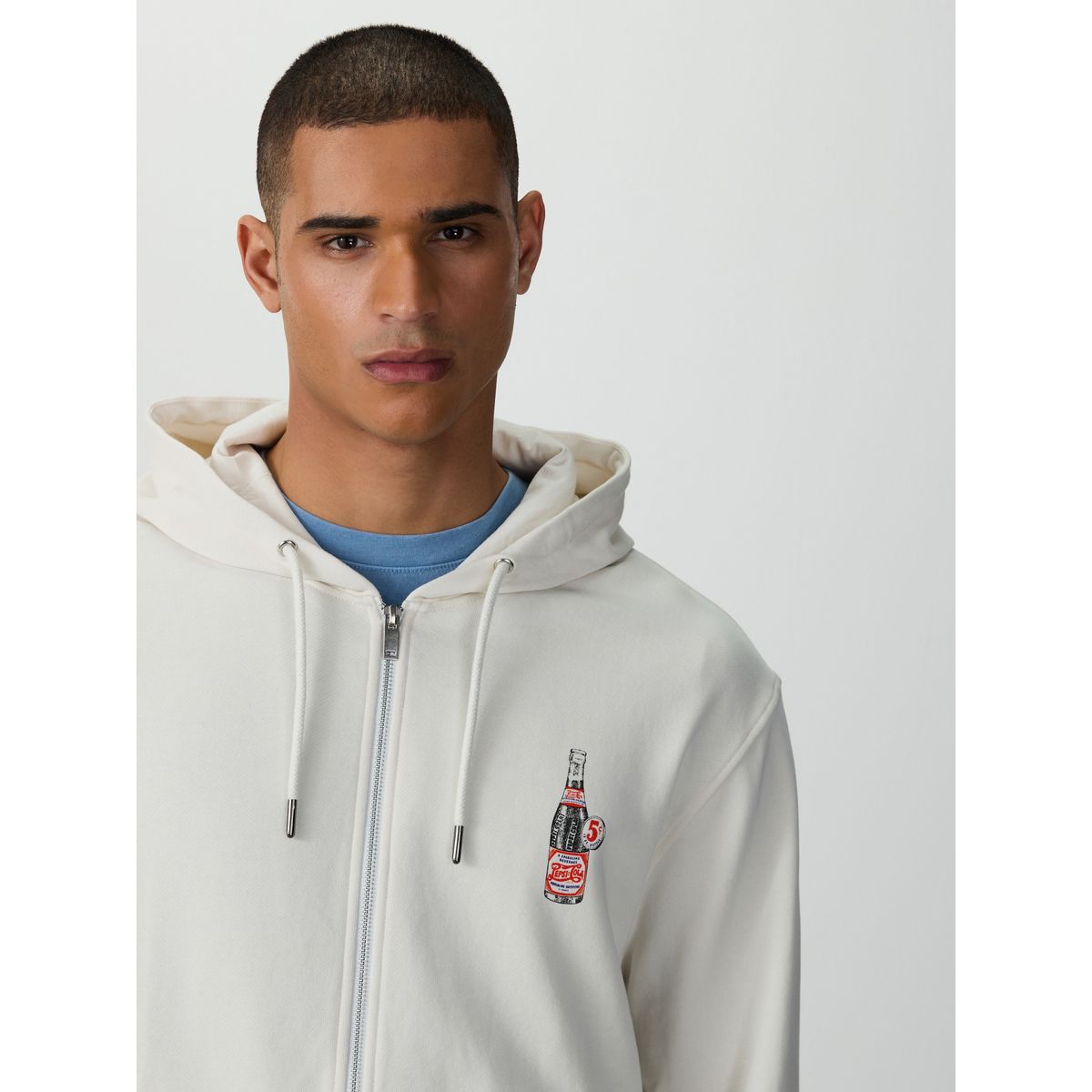 Sweat à capuche zippé motif pepsi blanc écru, NEXT