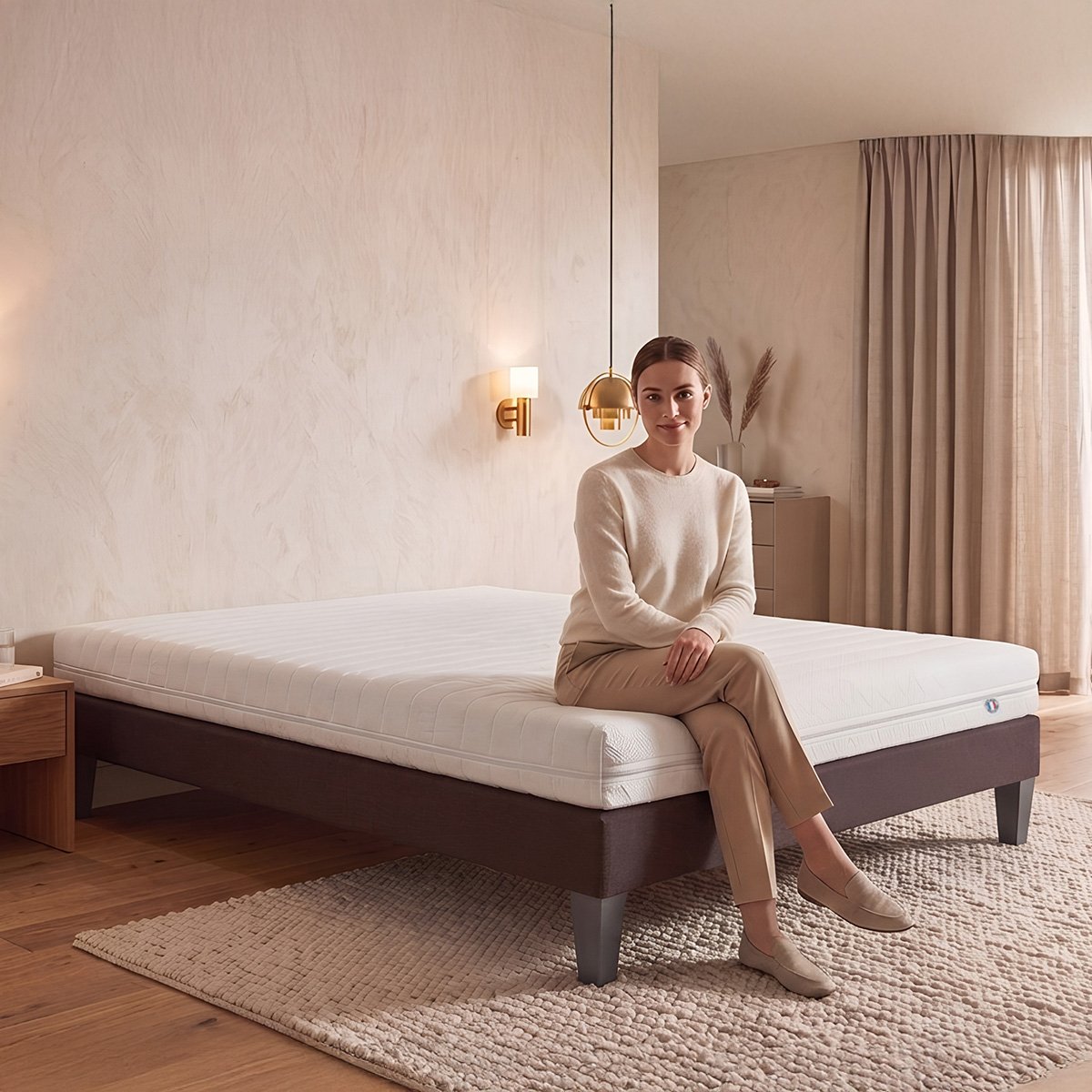 Matelas Egio - Mousse au toucher latex - Ferme - Fabriqué en France - 12 cm d'épaisseur blanc, OLYMPE LITERIE