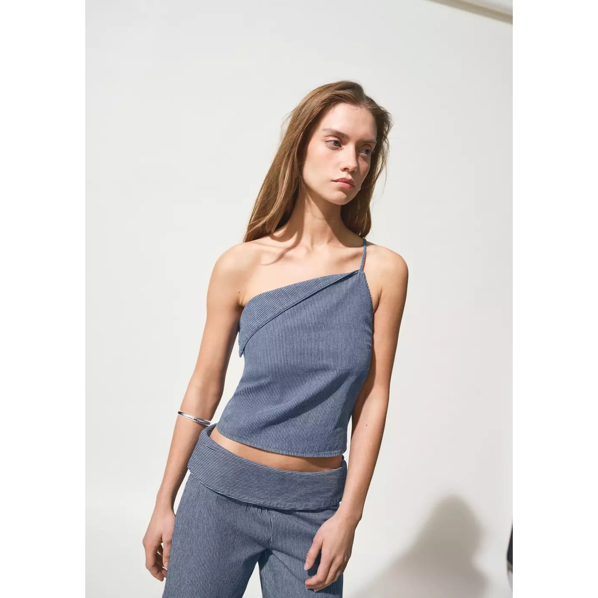 Top asymétrique rayures bleu foncé, MANGO TEEN