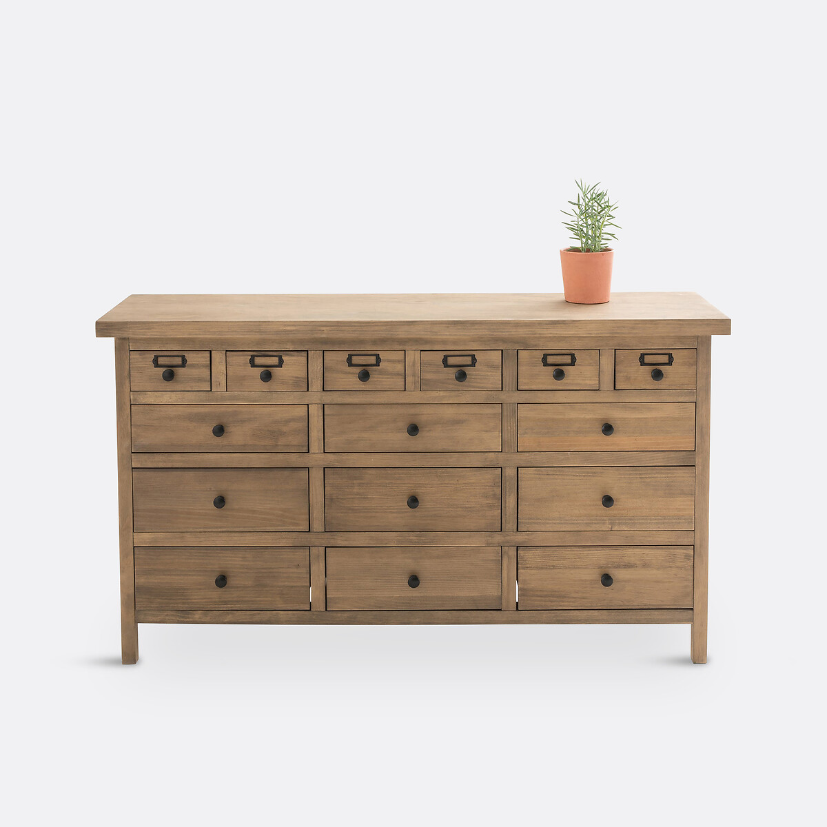 Buffet meuble de métier 15 tiroirs, Lunja ciré naturel, LA REDOUTE INTERIEURS