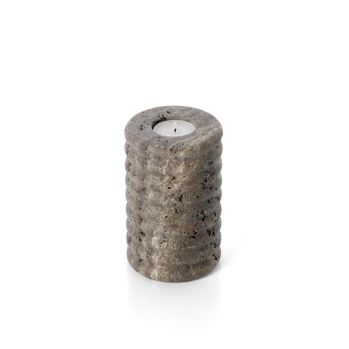 Bougeoir en travertin TRAVERTINE RIPPLE gris, BAZAR BIZAR