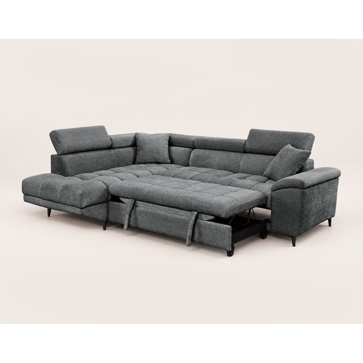 Canapé d'Angle Convertible 5 places - CAMILLE gris anthracite, BEST MOBILIER