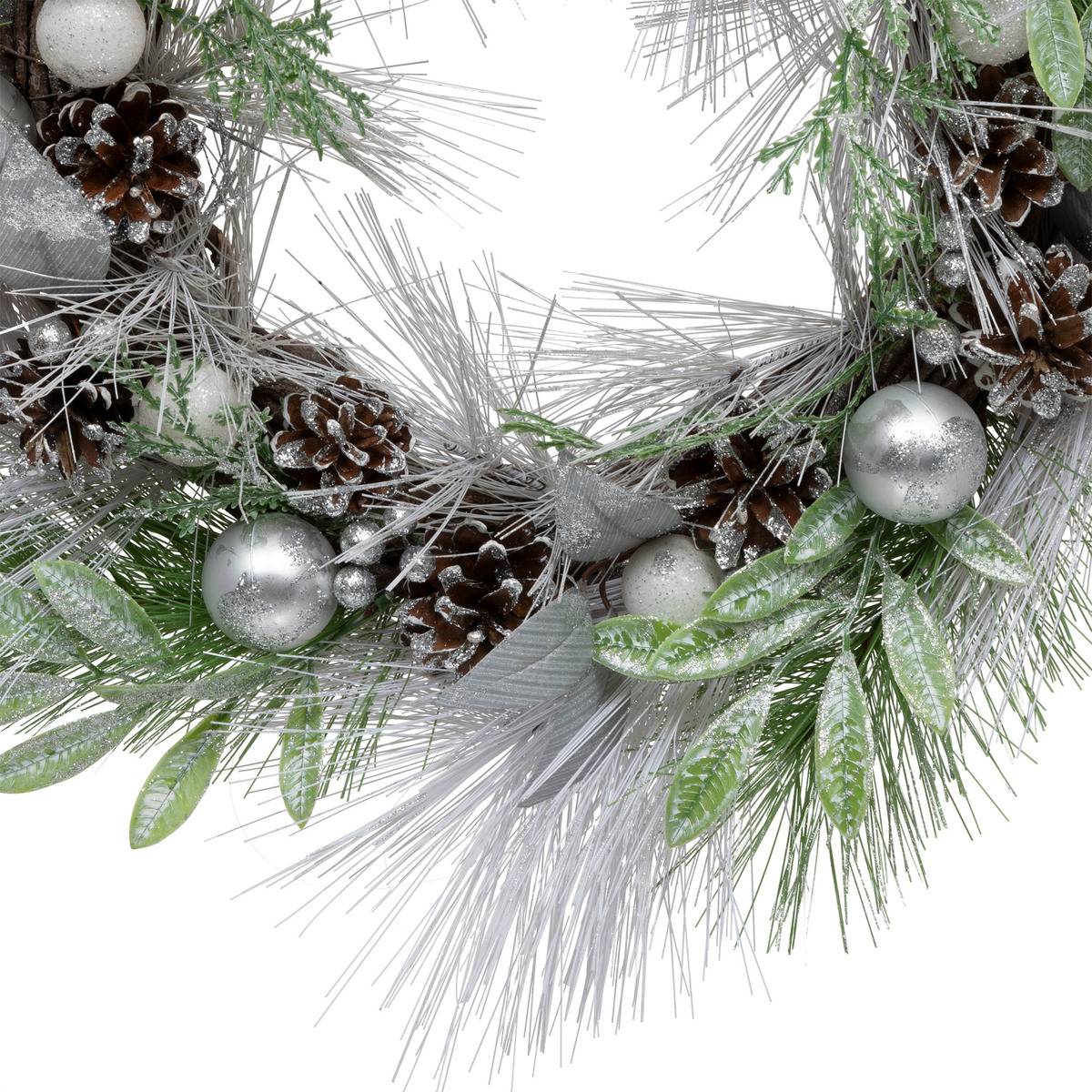 Couronne boules de Noël et pommes de pin D50 cm multicolore, FEERIC LIGHTS & CHRISTMAS