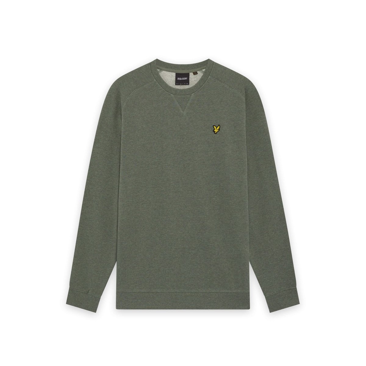 Sweat-shirt en coton chiné raglan vert kaki tri chiné, LYLE & SCOTT