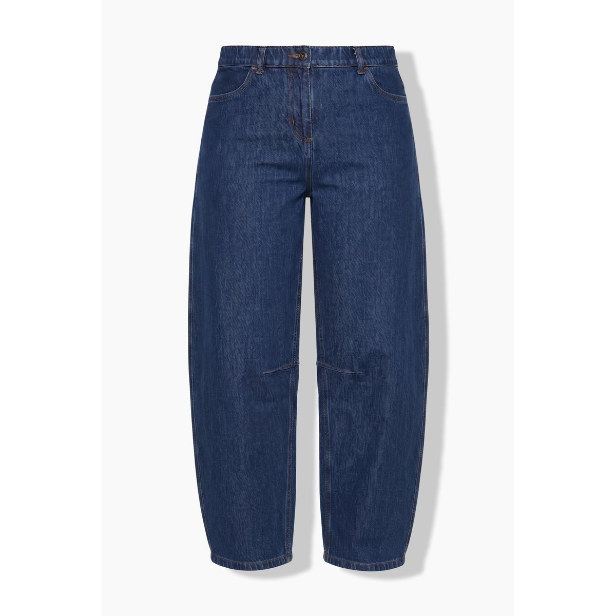 Jean Barrel en coton bio, taille confortable bleu jean, ULLA POPKEN