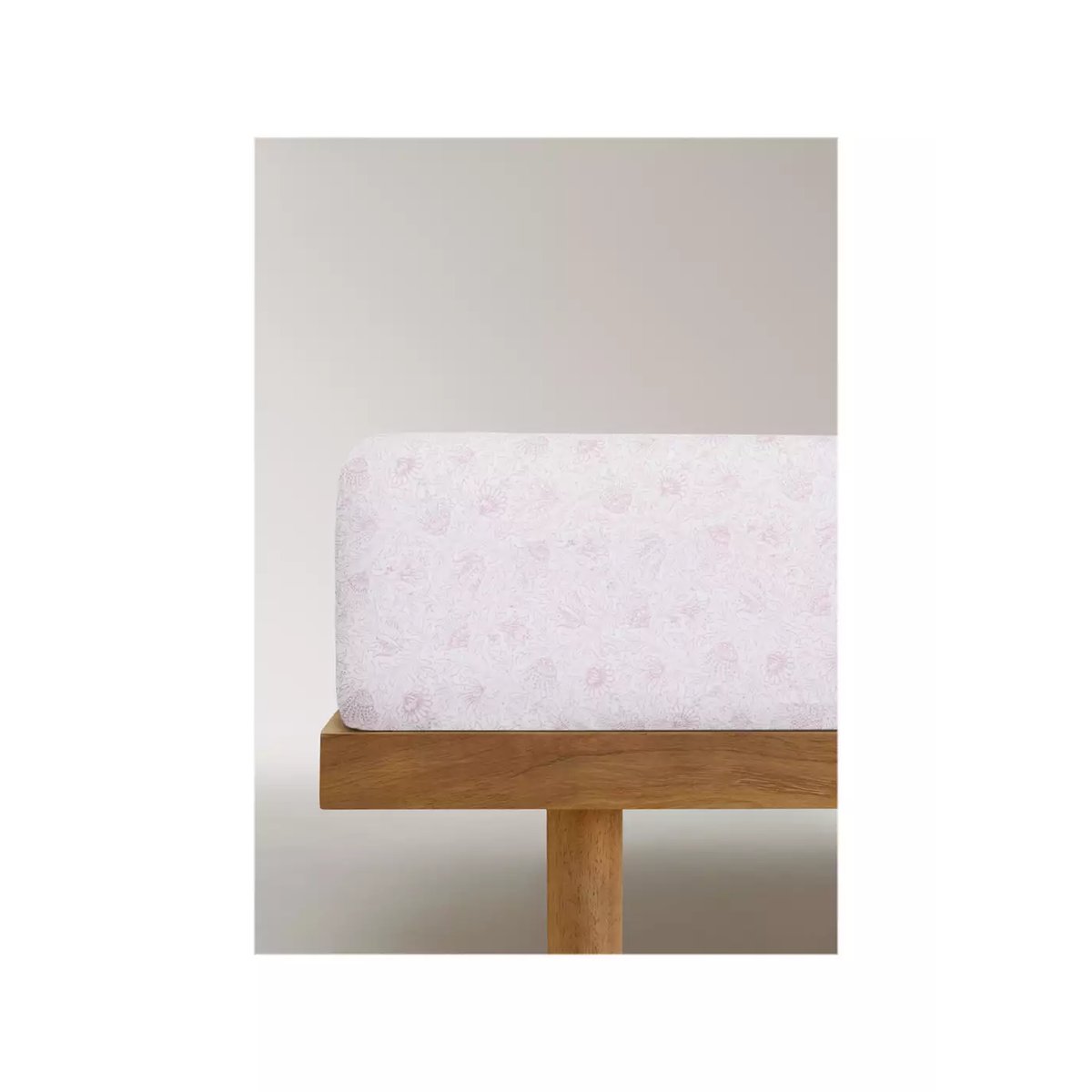 Drap-housse enfant percale de coton imprimé mini fleur lit 90 cm rose pastel, MANGO HOME
