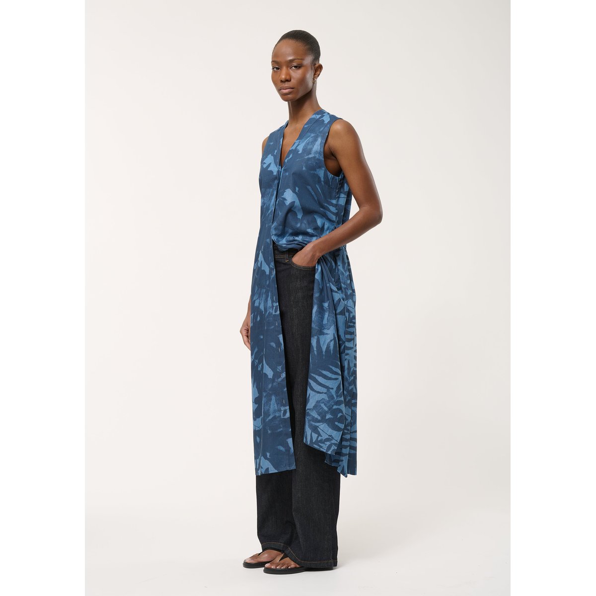 Robe chemise imprimée navy/denim, HUMILITY