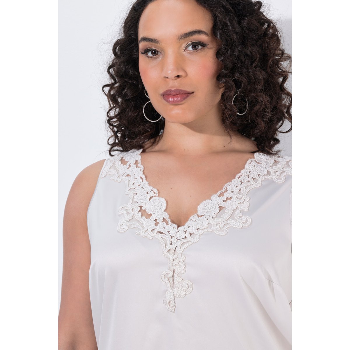 Caraco (sans manches) avec dentelle gris beige, ULLA POPKEN