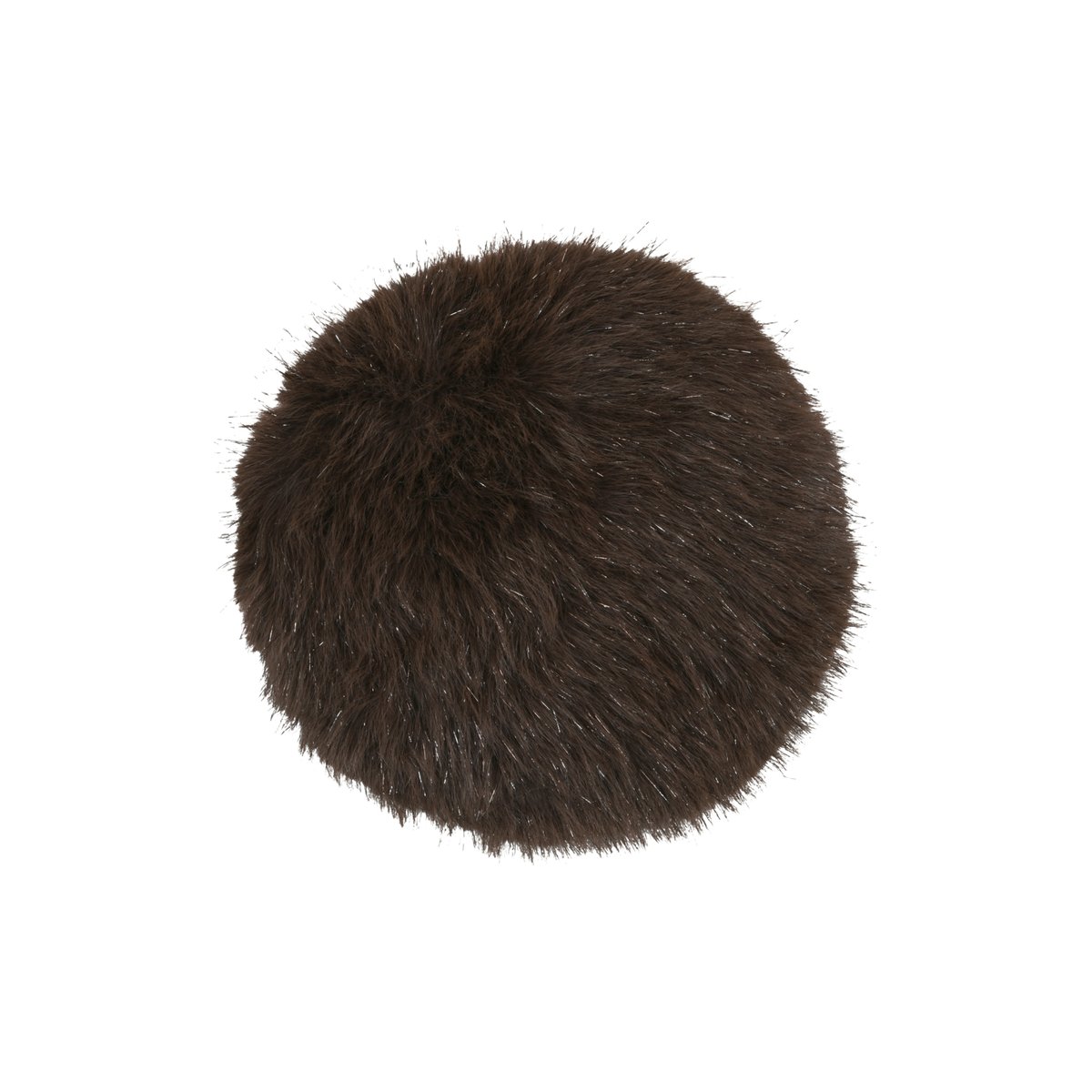 Coussin rond à poils longs marron brun, LOVELY CASA