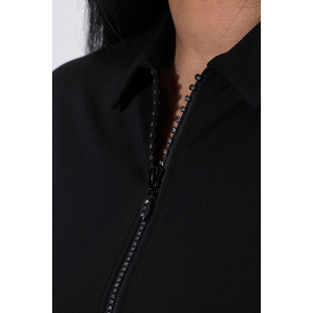 Blouse point de Rome, col chemise noir, ULLA POPKEN