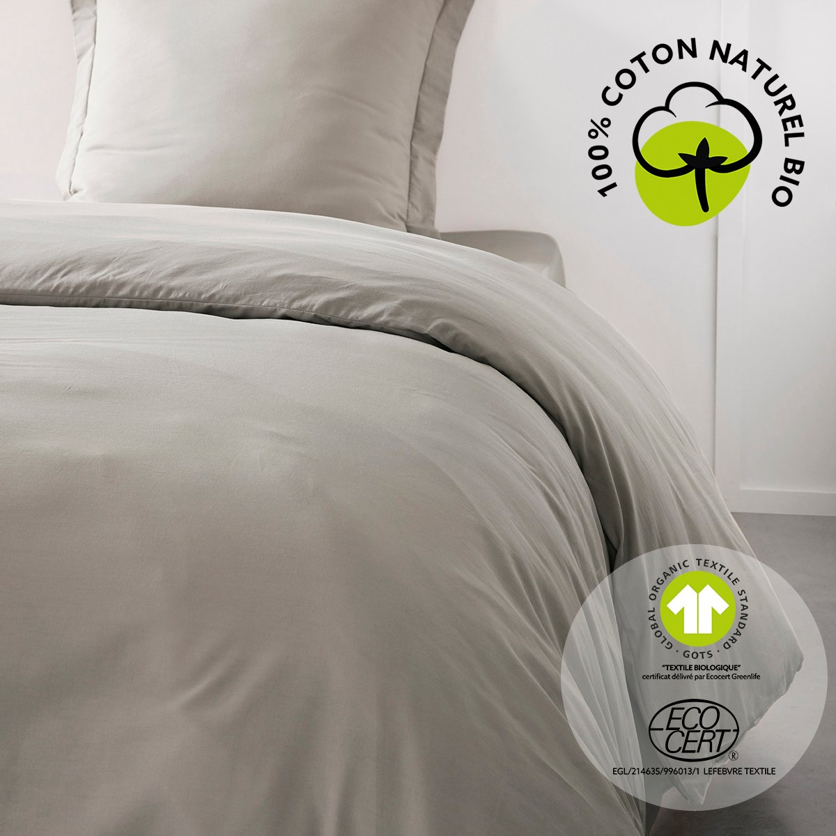 Housse de couette en coton BIO ORGANIC beige, TODAY