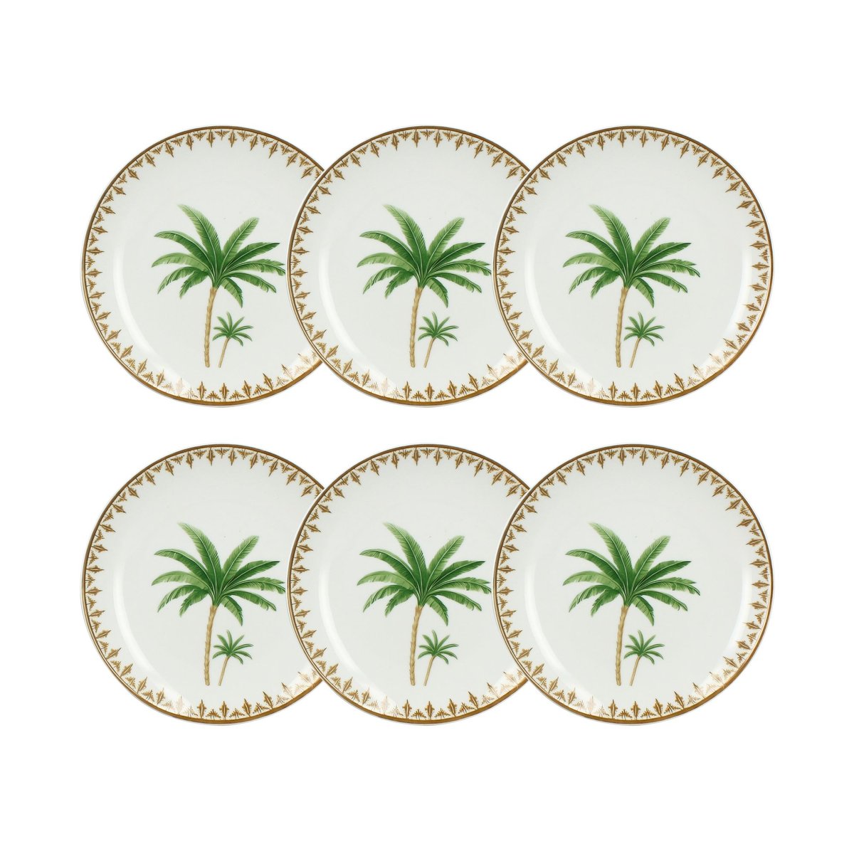Lot de 6 assiettes à dessert en porcelaine, ATLAS blanc-rouge, NOVASTYL