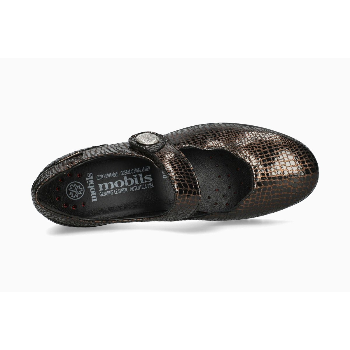 Ballerines en cuir MARYANA gris metallique 5143, MEPHISTO