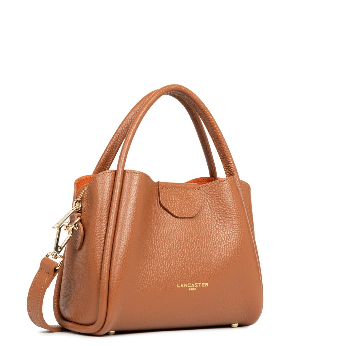 Sac à main en cuir grainé avec bandoulière camel - in - orange, LANCASTER
