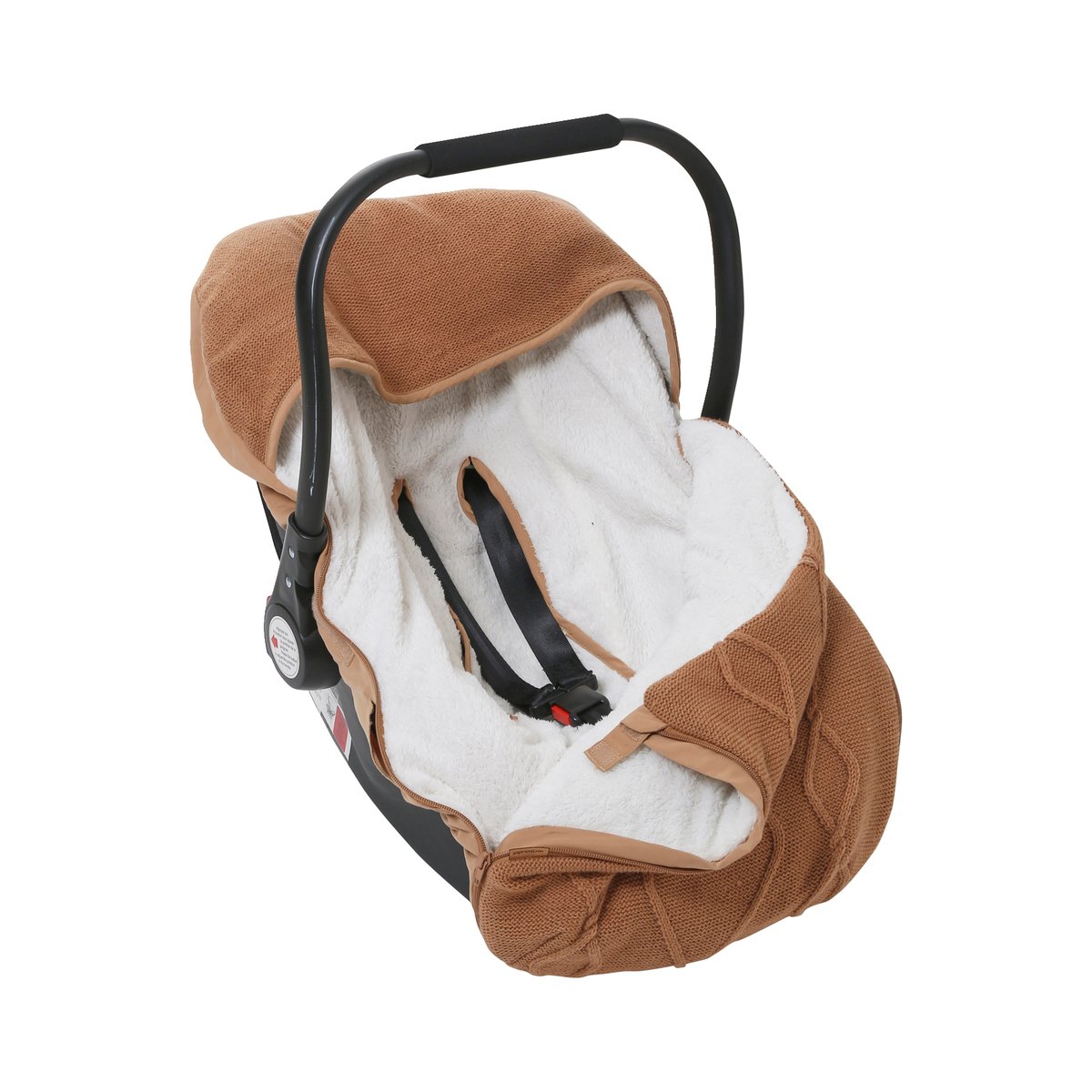 Chancelière tricot doublée polaire pour siège-auto coque noisette, VERTBAUDET