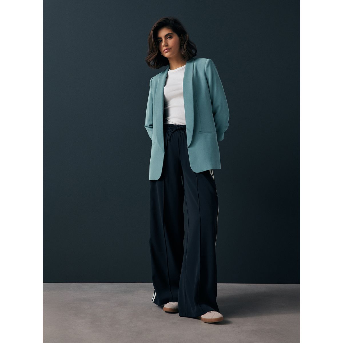 Blazer décontracté à manches froncées bleu, NEXT