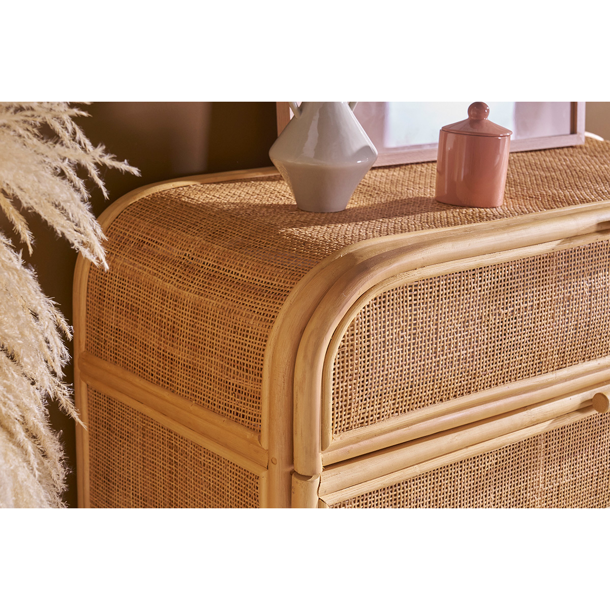 Commode en rotin 3 tiroirs L100 cm LUWAK naturel, MILIBOO