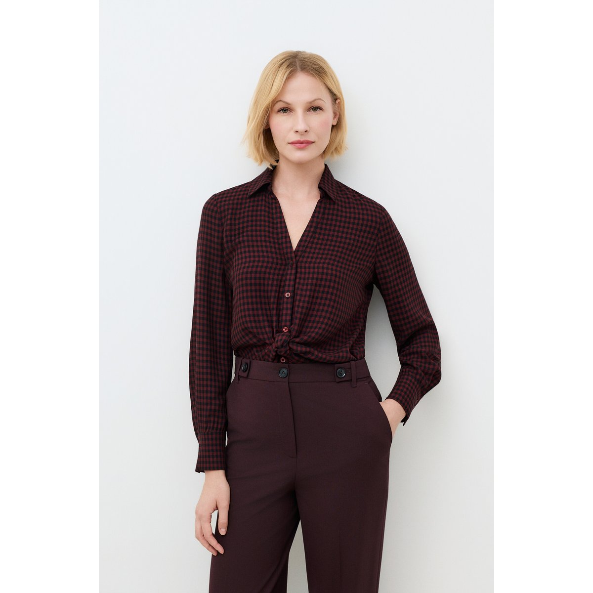 Chemise droite col chemise CITA rouge foncé, CAROLL