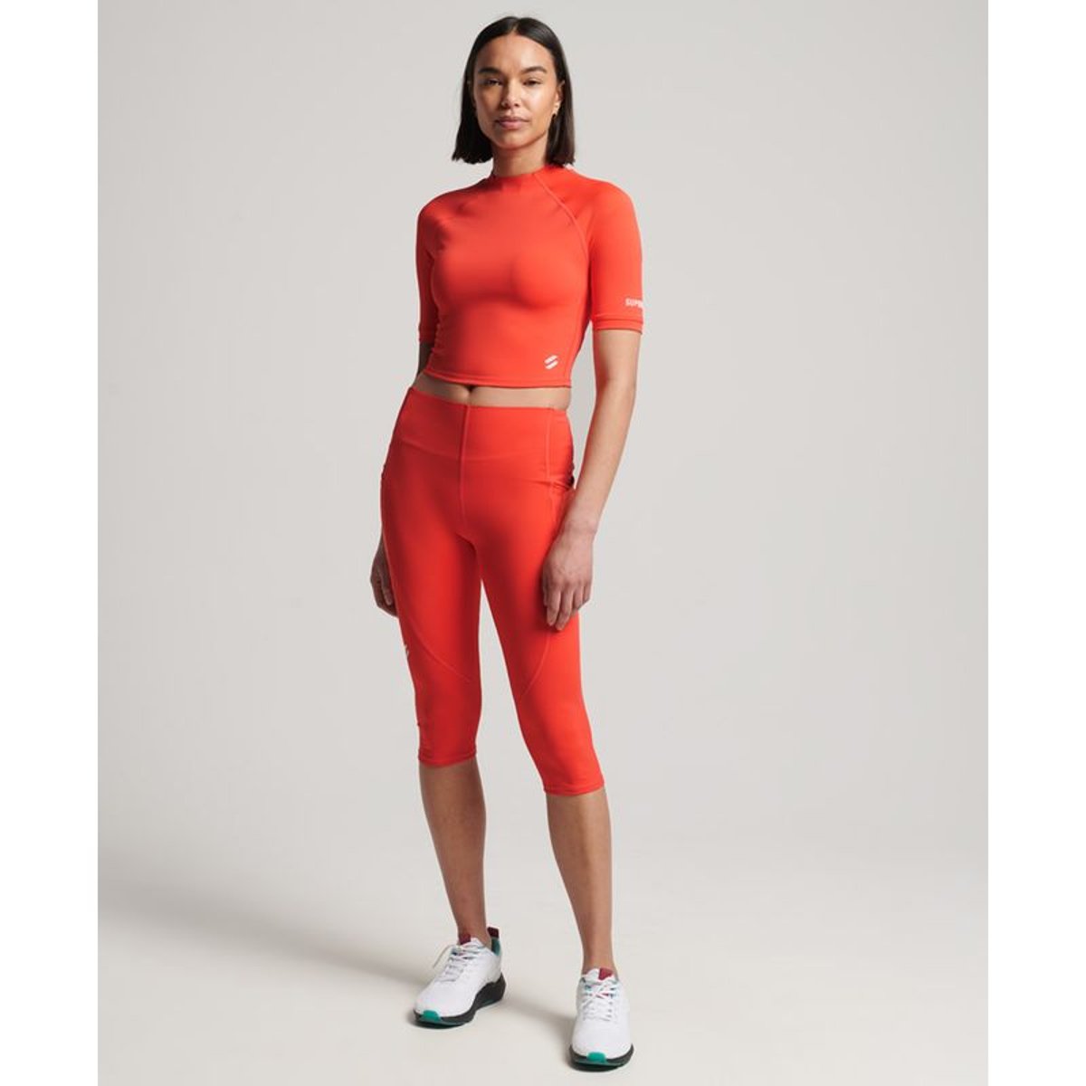 Haut court moulant 3/4 Run corail chaud, SUPERDRY