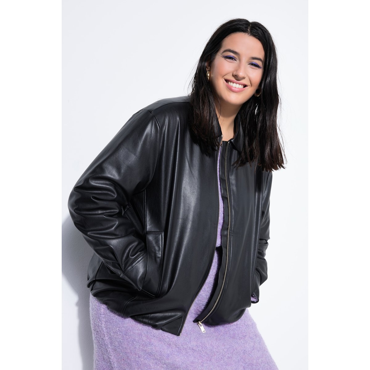 Blouson oversize en simili noir, STUDIO UNTOLD
