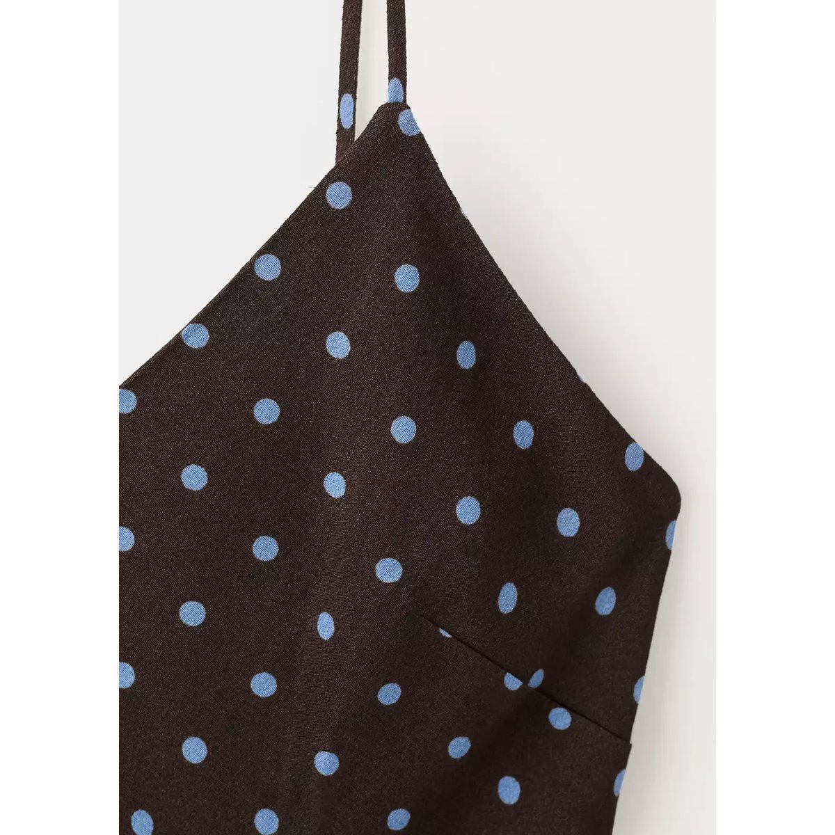 Robe imprimée à col en V chocolat, MANGO
