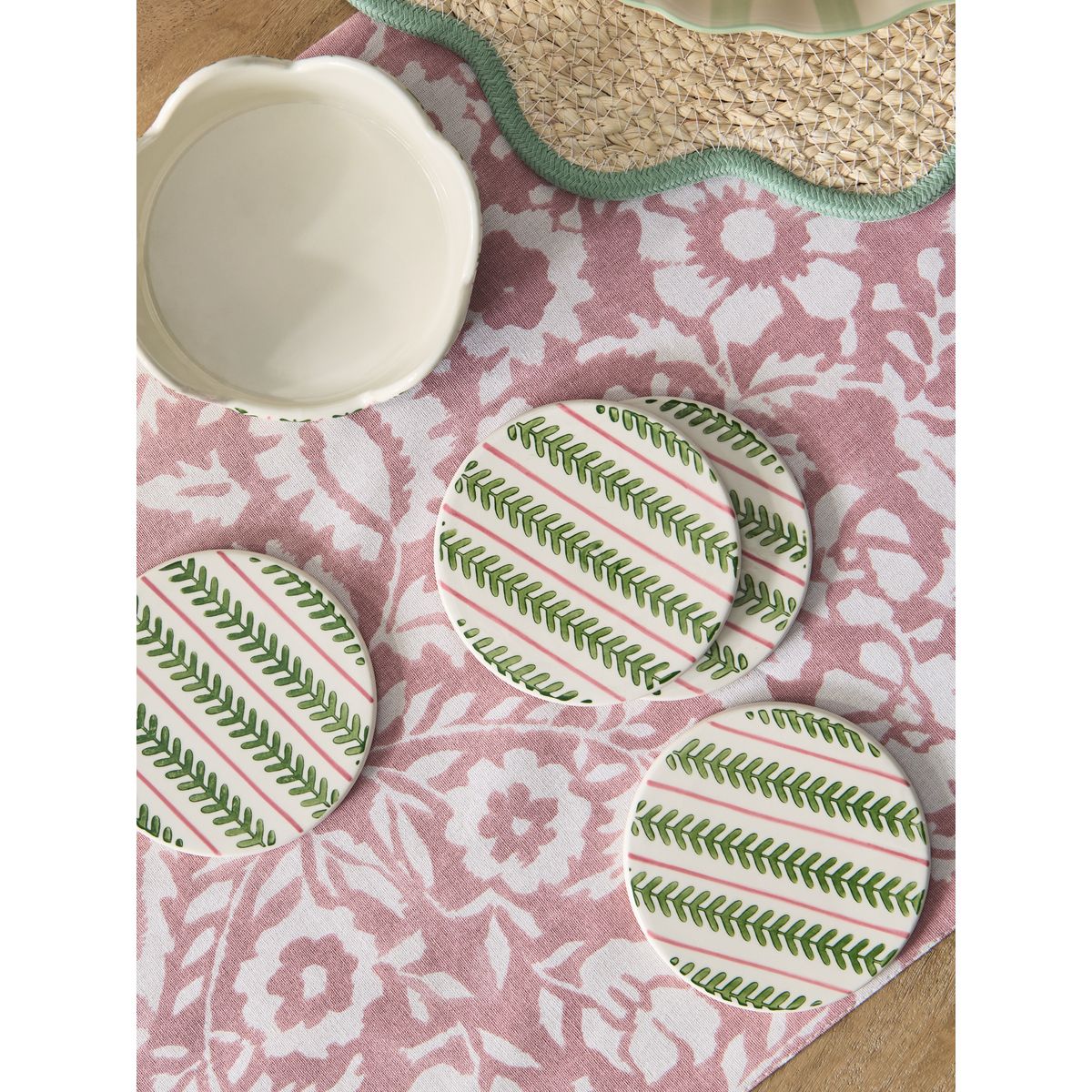 Sous-verre en céramique à motif, lot de 4 vert, NEXT